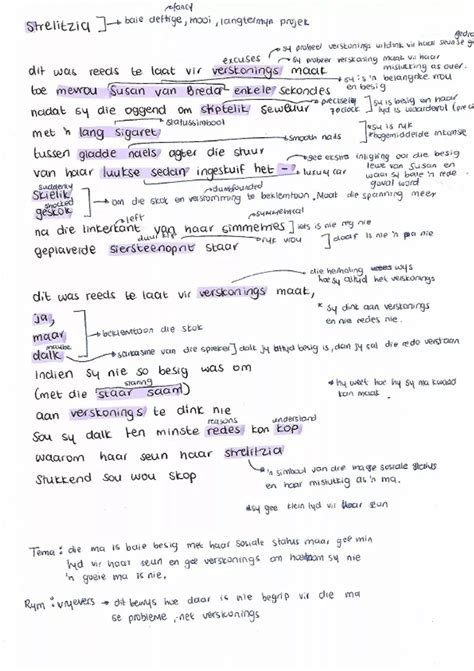 Summary Annotated Notes For Strelitzia Afrikaans Poem Afrikaans