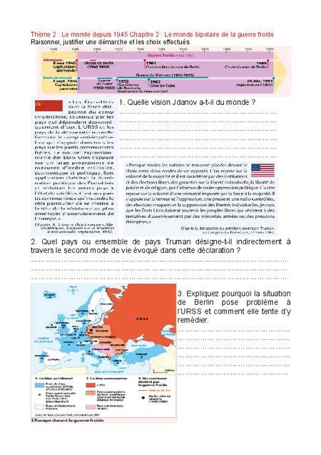 Thème 2 Le monde depuis 1945 3H2 2 Le monde bipolaire de la guerre