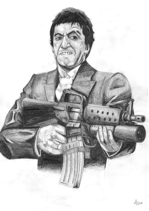 Tony Montana Sketch At Paintingvalley Explore Collection Of Tony