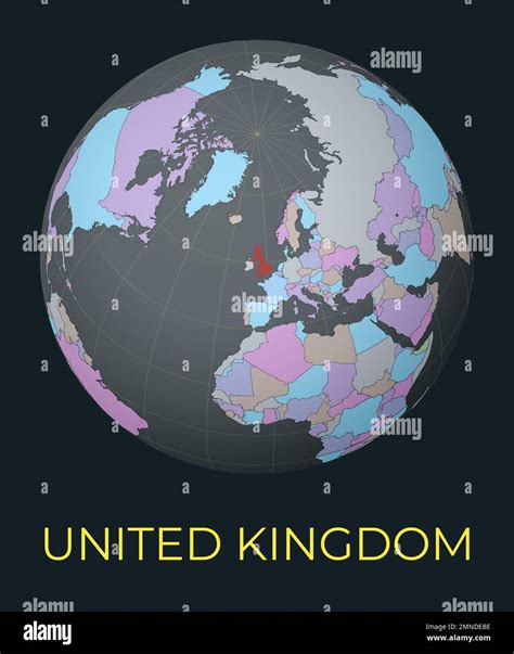 Mapa Mundial Centrado En Reino Unido Pa S Rojo Resaltado Vista Del