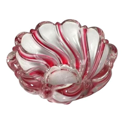 Mikasa Dining Vintage Mikasa Crystal Red Peppermint Swirl Bowl