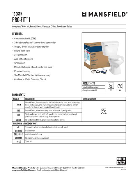 Mansfield Pro-fit Toilet Complete – National Plumbing & Building Supplies