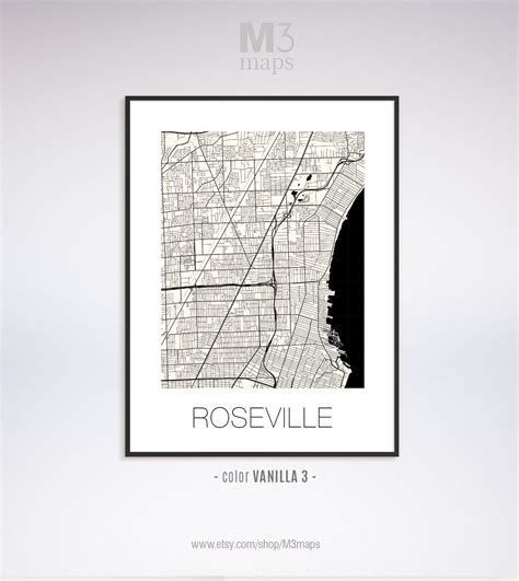 Roseville Michigan Roseville MI Map Roseville Map Roseville | Etsy