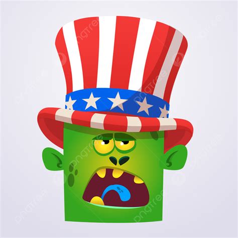 Uncle Sam Hat Vector Hd Png Images Crazy Green Cartoon Monster Wearing