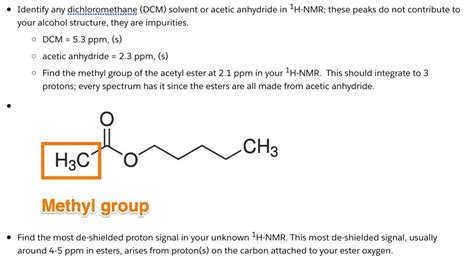 SOLVED: Identify any dichloromethane (DCM) solvent or acetic anhydride ...