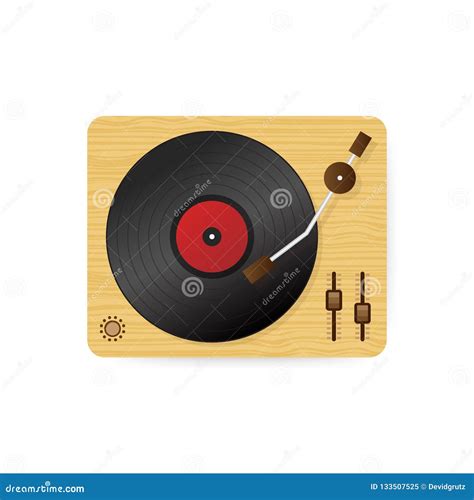 Vinyl Record Player Illustration Flat Cartoon Retro Vintage Turntable