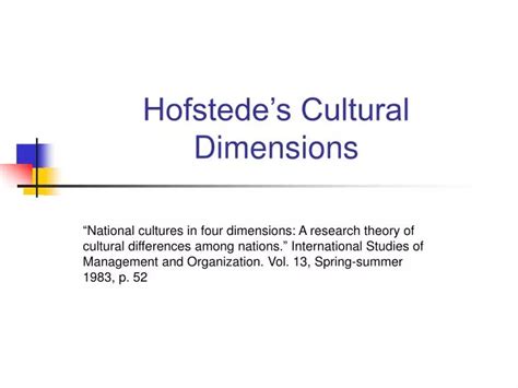 PPT - Hofstede’s Cultural Dimensions PowerPoint Presentation - ID:1709558