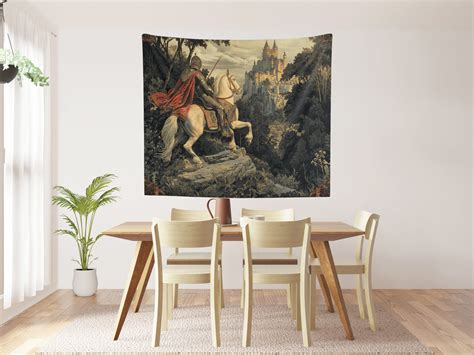 Knight Medieval Tapestry, Medieval Wall Hanging, Medieval Art Print
