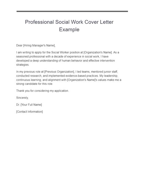 24 Social Work Cover Letter Examples How To Write Tips Examples