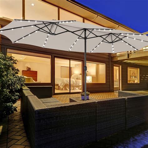 Costway 9.2-ft Steel Garden Patio Umbrella with Lights in the Patio Umbrellas department at ...