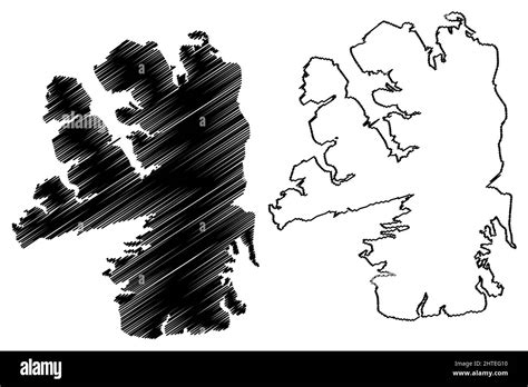 Bathurst island (Canada, North America, Nunavut territory) map vector illustration, scribble ...