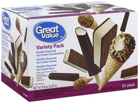 Great Value Variety Pack Ice Cream Bars - 32 ea, Nutrition Information | Innit