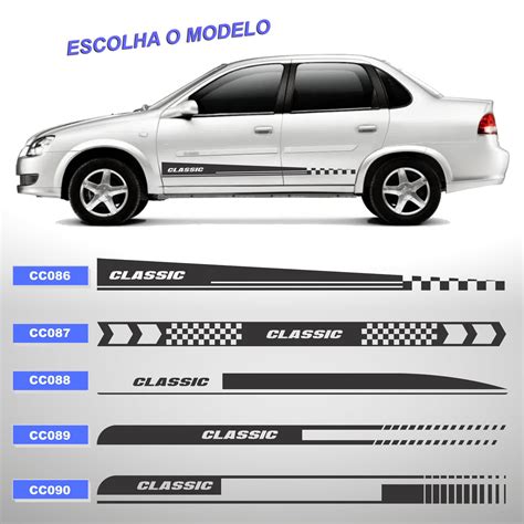 Adesivo Faixa Lateral Para Corsa E Classic Modelo Sport Elo