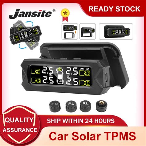 Jansite Car Solar Tpms Tyre Pressure Monitor System Easy Installation