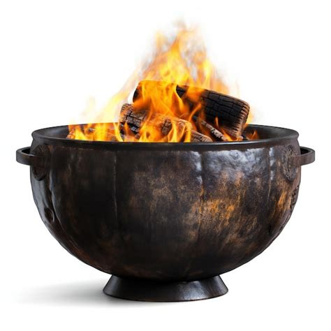 Premium AI Image Burning Cauldron Isolated On White Background