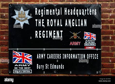 Sign Regimental Headquarters Royal Anglian Regiment In Bury St Edmunds