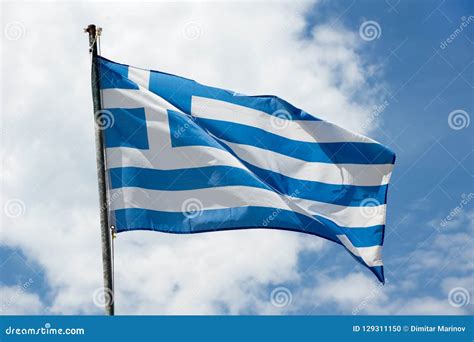 Waving Greece Flag Stock Photo Image Of Clouds Flutter