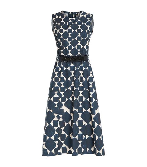 Womens Max Mara Blue Cotton Tie Waist Midi Dress Harrods Uk