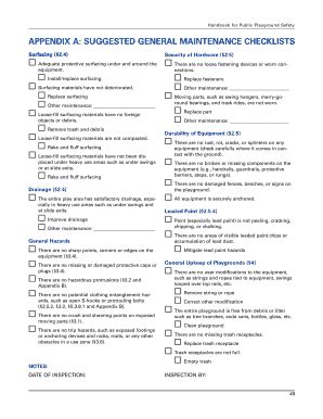 Fillable Online Playground Inspection Checklist Cultureofsafety