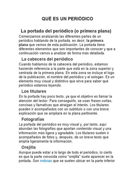 Qué Es Un Periodico Pdf Periódicos Imagen