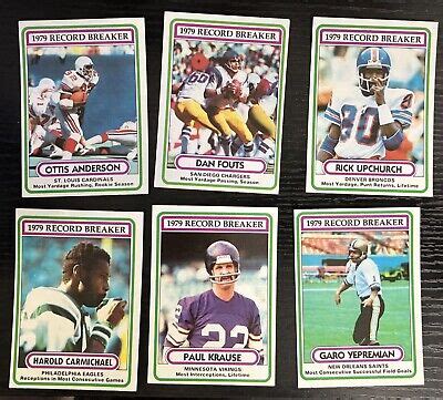 1980 Topps Football 1979 Record Breaker 6 Card Lot 1 Ottis Anderson RC