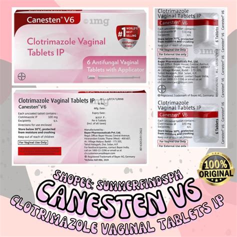 Canesten V6 Clotrimazole Vaginal Tablets Antifungal Vaginal Tablets