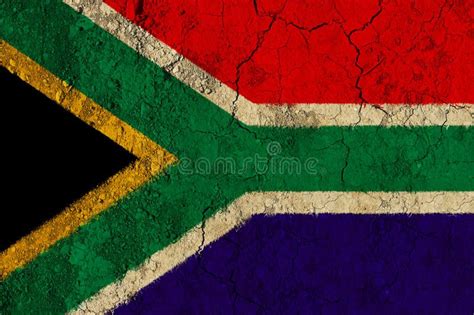 South Africa National Flag on Cracked Earth. Stock Photo - Image of ...