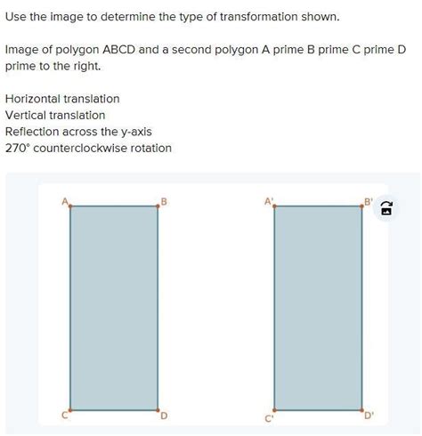 Use The Image To Determine The Type Of Transformation Shown Image Of