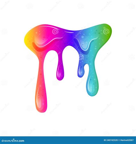 Flowing Rainbow Slime on a White Isolated Background. Bright Viscous ...