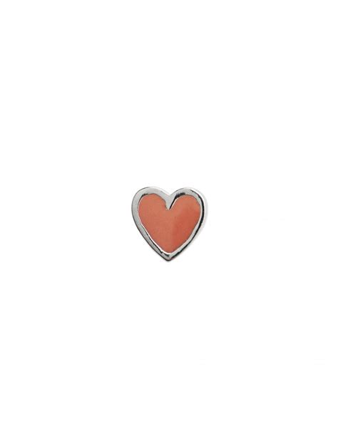 STINE A PETIT LOVE HEART CORAL ENAMEL SILVER