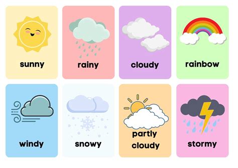 Weather Printable Flash Cards Instant Download Preschool Etsy España