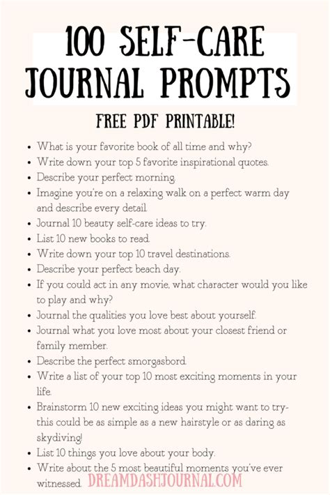 100 Best Self Care Journal Prompts With Free Pdf Printable Dagboek Schrijven Prompts