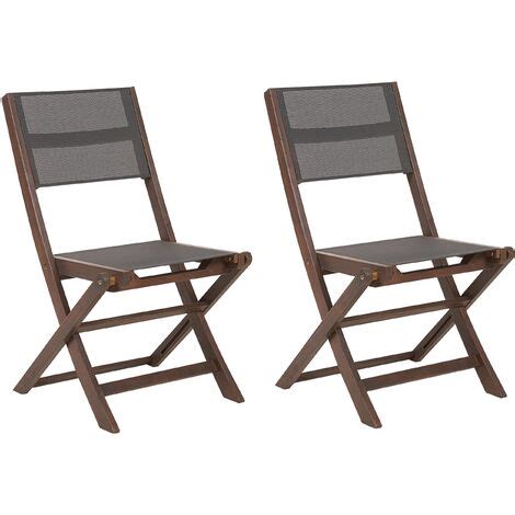 Lot De Chaises Pliantes En Bois D Acacia Fonc Et Textile Gris Pour