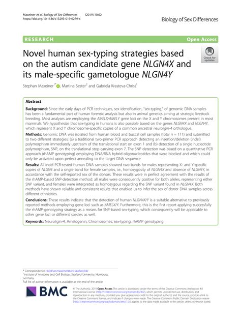 Pdf Novel Human Sex Typing Strategies Based On The Autism Candidate