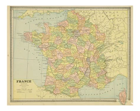 Vintage map of France - Map of France vintage (Western Europe - Europe)