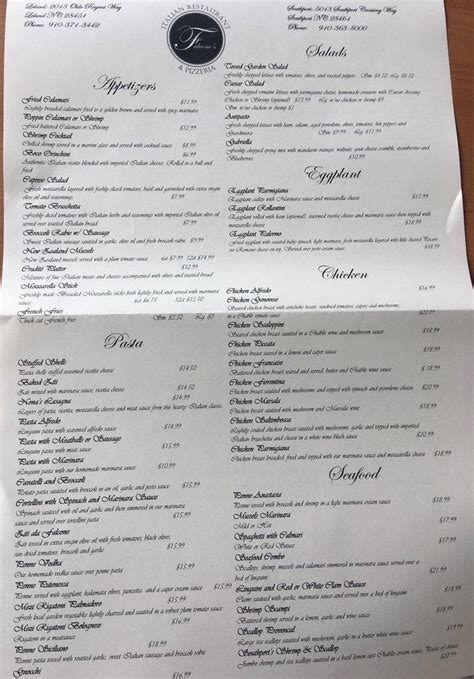 Menu At Falcone Italian Restaurant Pizzeria Southport