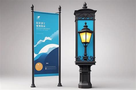 Premium Photo Lamp Post Banner 3d Rendering