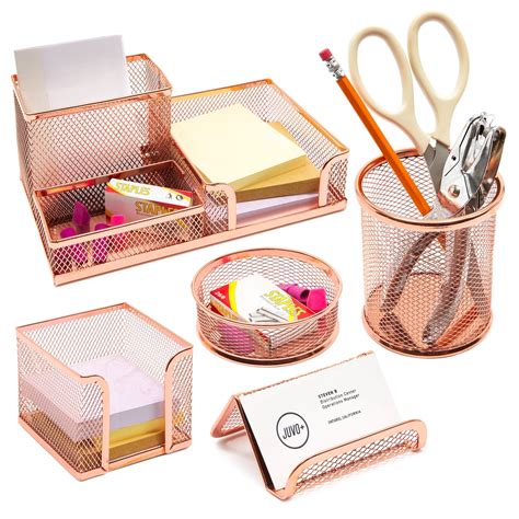 Rose Gold Desk Organizer Set For Home And Office Supplies Accessories