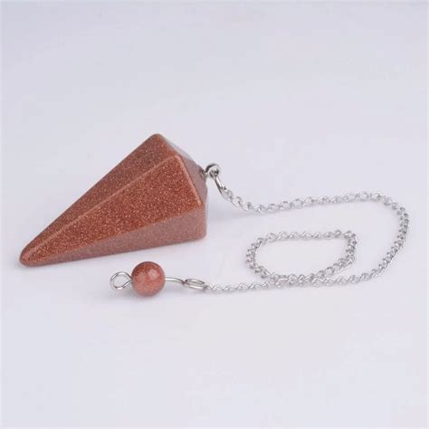 Goldstone Pendulum Healing Dowsing Point Pendulum Silver Plated Chain