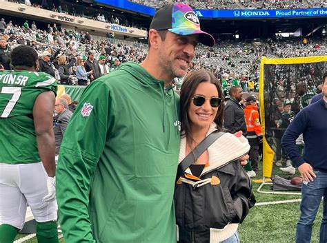 Lea Michele Roasted For Posing With Aaron Rodgers At Jets Game: Photo