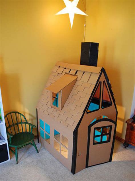 kids-cardboard-playhouse-with-lighting-decor | HomeMydesign