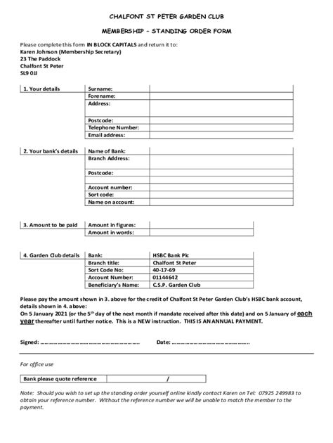 Fillable Online Standing Order Form Please Complete This Fax Email