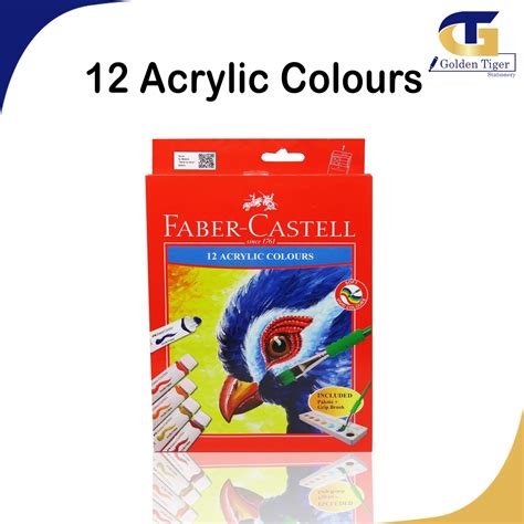 Faber Castell 12 Acrylic Colours 572312 Golden Tiger Stationery Store