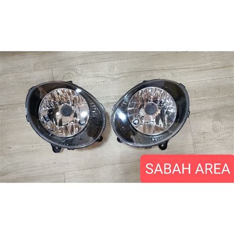 Kancil Mata Bulat Head Lamp Kristal Smoke Set 2pcs Ready Stok