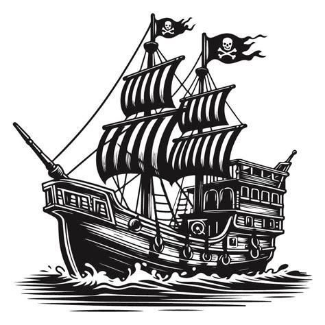 Barco Pirata Gratuito Svg Archivo Vectorial Svg En Blanco Y Negro Para