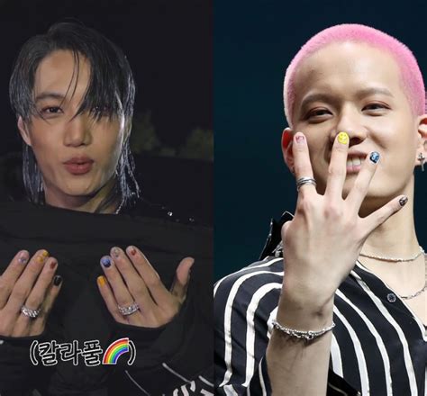 12 Idol Korea Pria Ini Tampil Keren Pakai Nail Art Heynoona