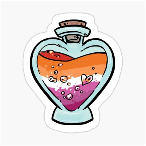 Potions Of Pride Lesbian Love Bottle Sticker For Sale By Ovaettr