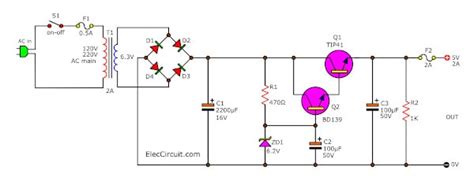 Four Small 5-volts DC Regulator Circuits | ElecCircuit.com