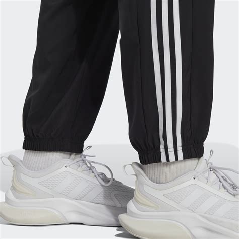 Adidas AEROREADY Essentials Elastic Cuff Woven 3 Stripes Pants Black