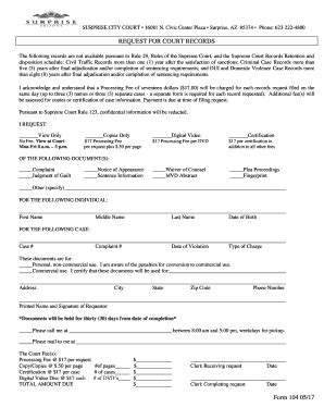 Fillable Online Form 104 05 17 REQUEST FOR COURT RECORDS Fax Email